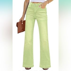 Women’s Flare Jeans High Waisted Wide Leg Baggy Jean Stretch Denim Pants Large